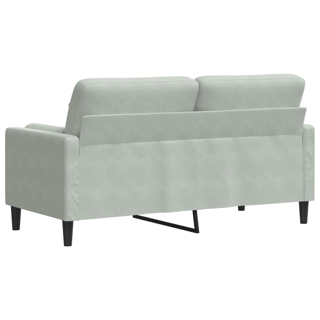 2-personers sofa med pyntepuder 140 cm velour lysegrå