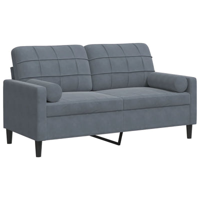 2-personers sofa med pyntepuder 140 cm velour mørkegrå