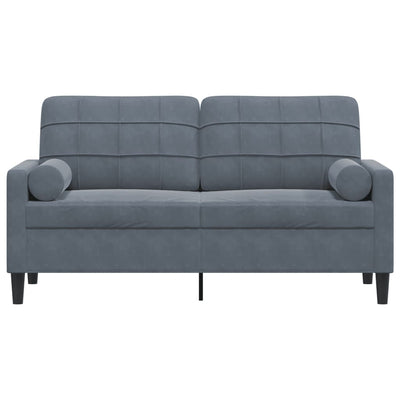 2-personers sofa med pyntepuder 140 cm velour mørkegrå