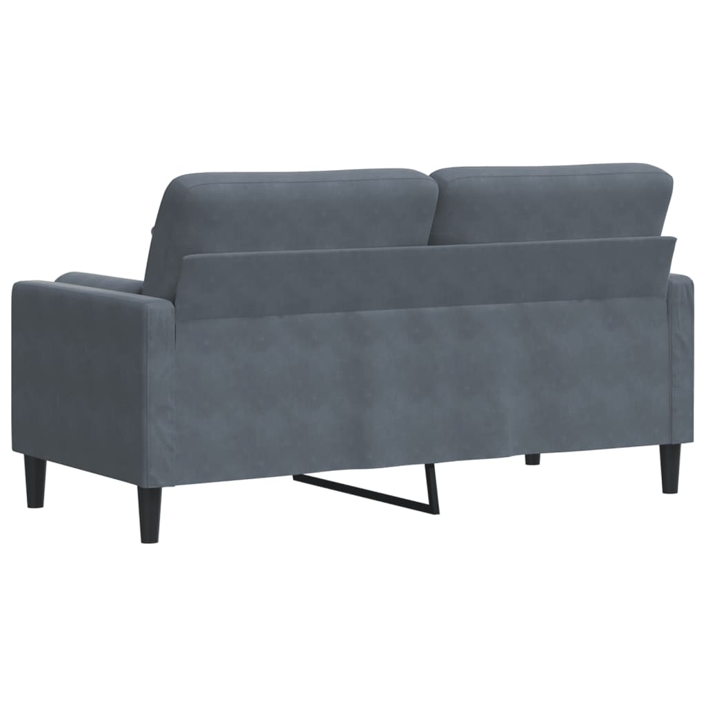 2-personers sofa med pyntepuder 140 cm velour mørkegrå