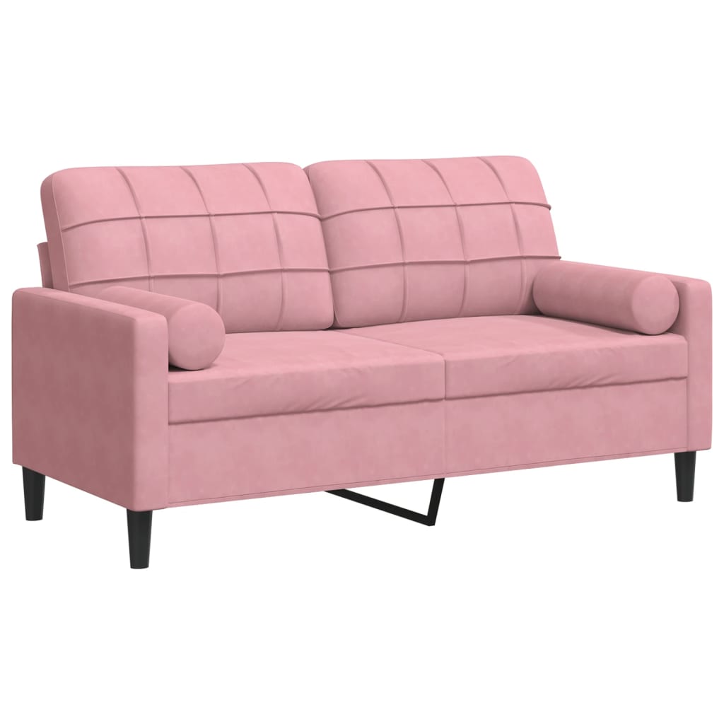 2-personers sofa med pyntepuder 140 cm velour pink