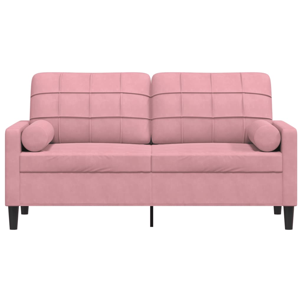 2-personers sofa med pyntepuder 140 cm velour pink