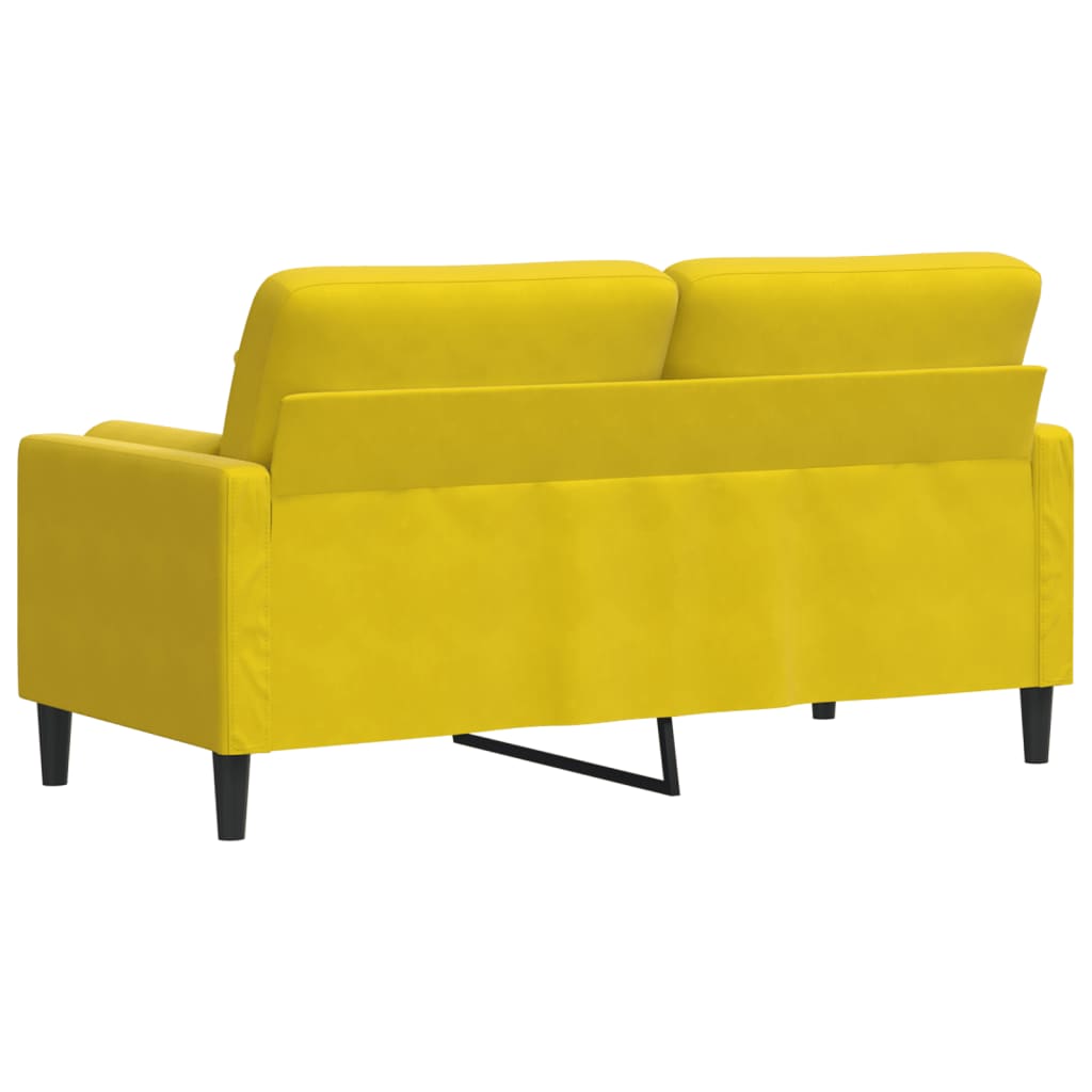 2-personers sofa med pyntepuder 140 cm velour gul