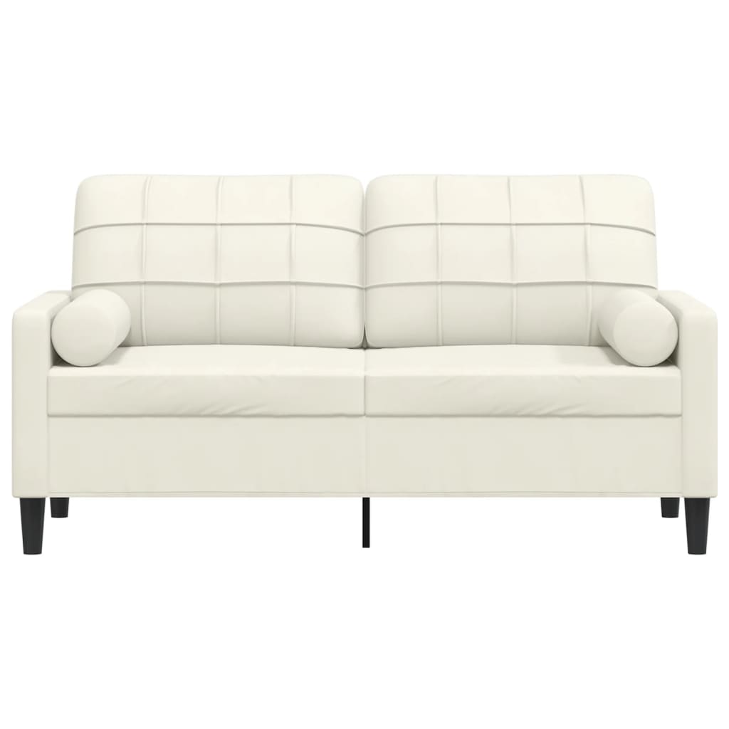 2-personers sofa med pyntepuder 140 cm velour cremefarvet