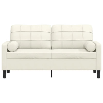 2-personers sofa med pyntepuder 140 cm velour cremefarvet