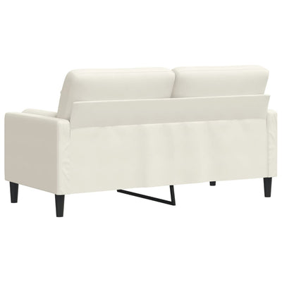 2-personers sofa med pyntepuder 140 cm velour cremefarvet