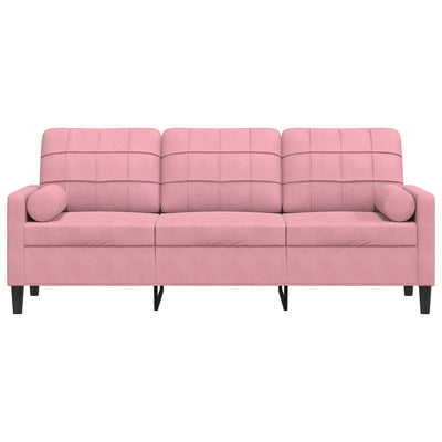 3-personers sofa med pyntepuder 180 cm velour pink