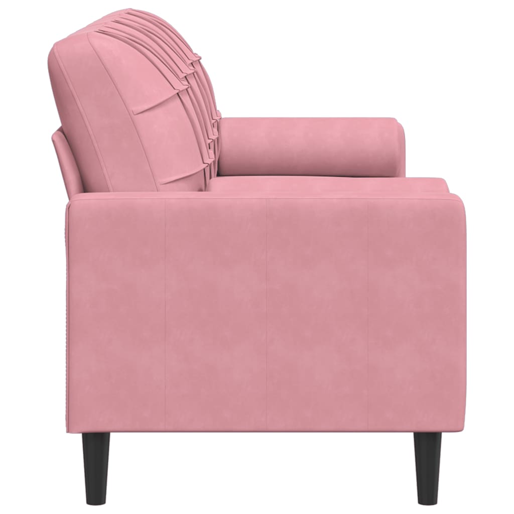 3-personers sofa med pyntepuder 180 cm velour pink