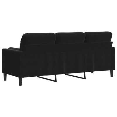 3-personers sofa med pyntepuder 180 cm velour sort