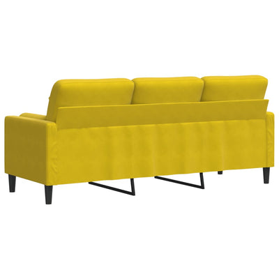 3-personers sofa med pyntepuder 180 cm velour gul