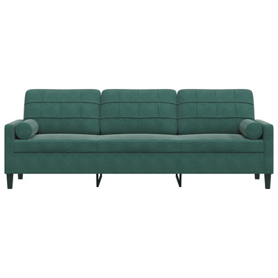 3-personers sofa med pyntepuder 210 cm fløjl mørkegrøn