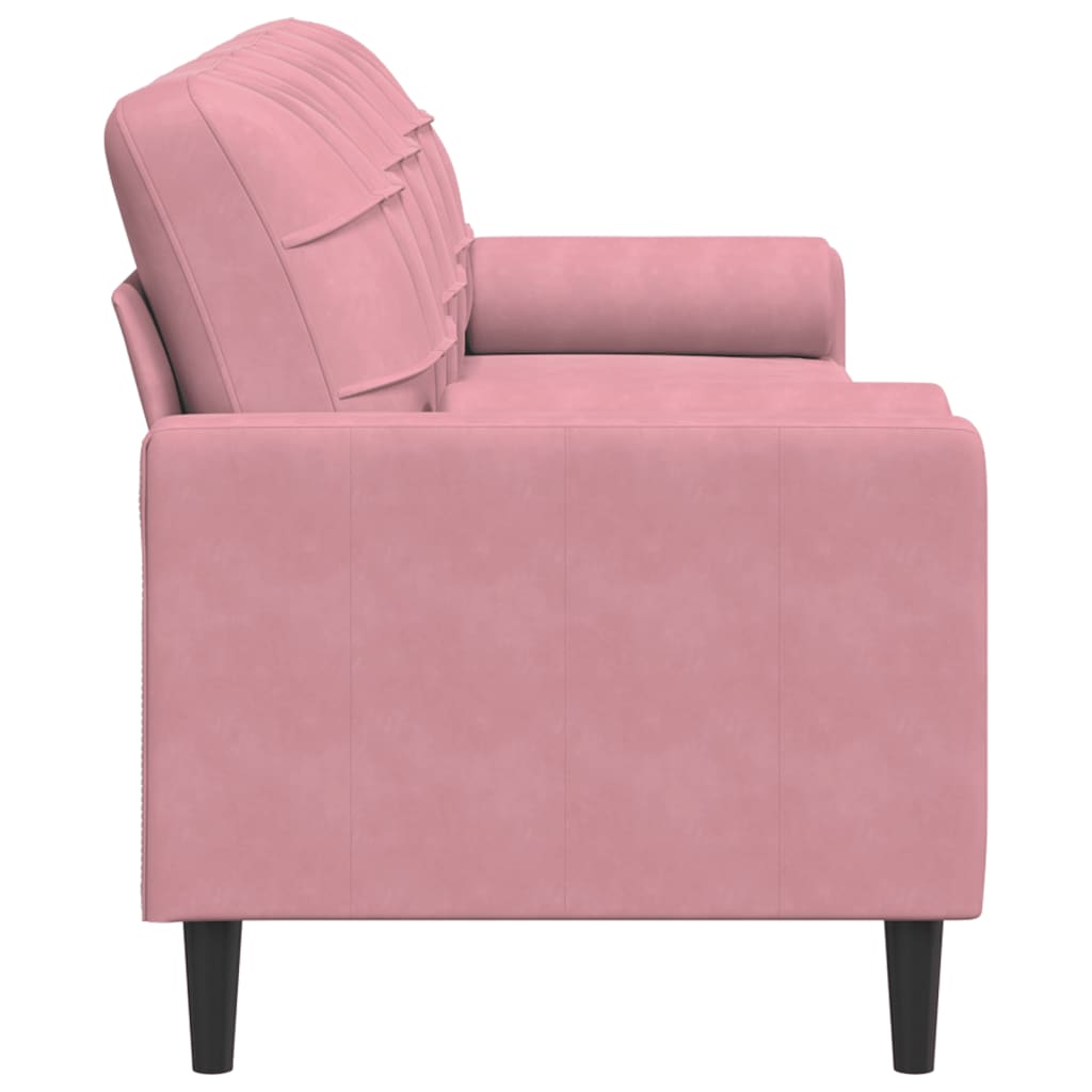 3-personers sofa med pyntepuder 210 cm fløjl pink