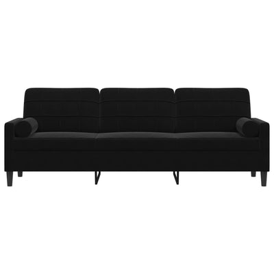 3-personers sofa med pyntepuder 210 cm fløjl sort