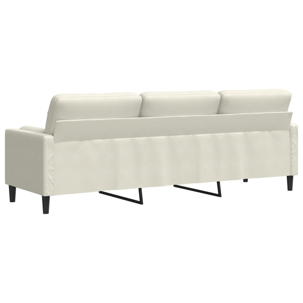 3-personers sofa med pyntepuder 210 cm velour cremefarvet