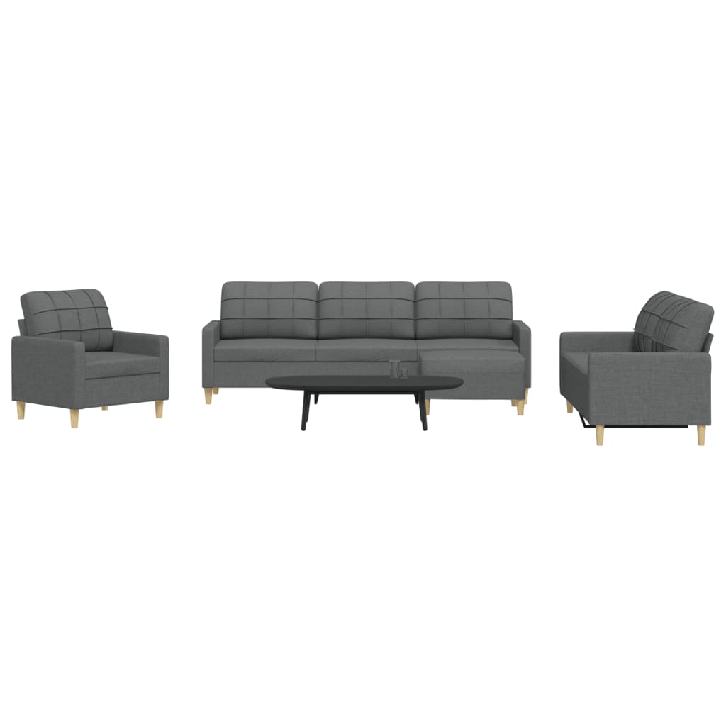 sofasæt 4 dele med fodskammel stof mørkegrå