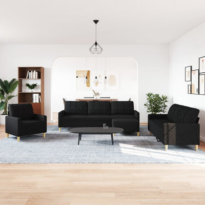 sofasæt 4 dele med fodskammel stof sort