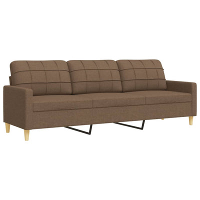 sofasæt 4 dele med fodskammel og pyntepuder stof brun