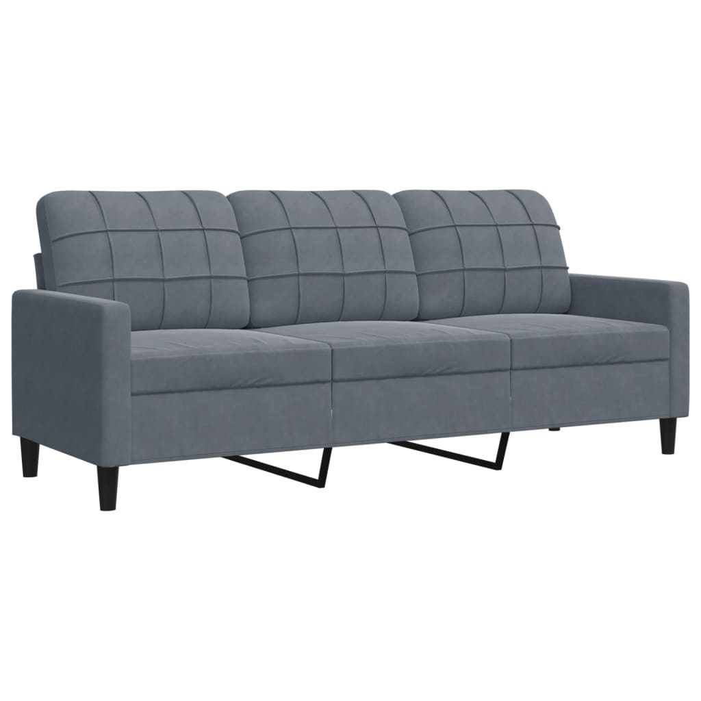 sofasæt 4 dele med hynder og bolsterpuder velour mørkegrå