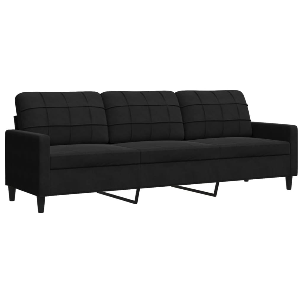 sofasæt 3 dele med hynder velour sort