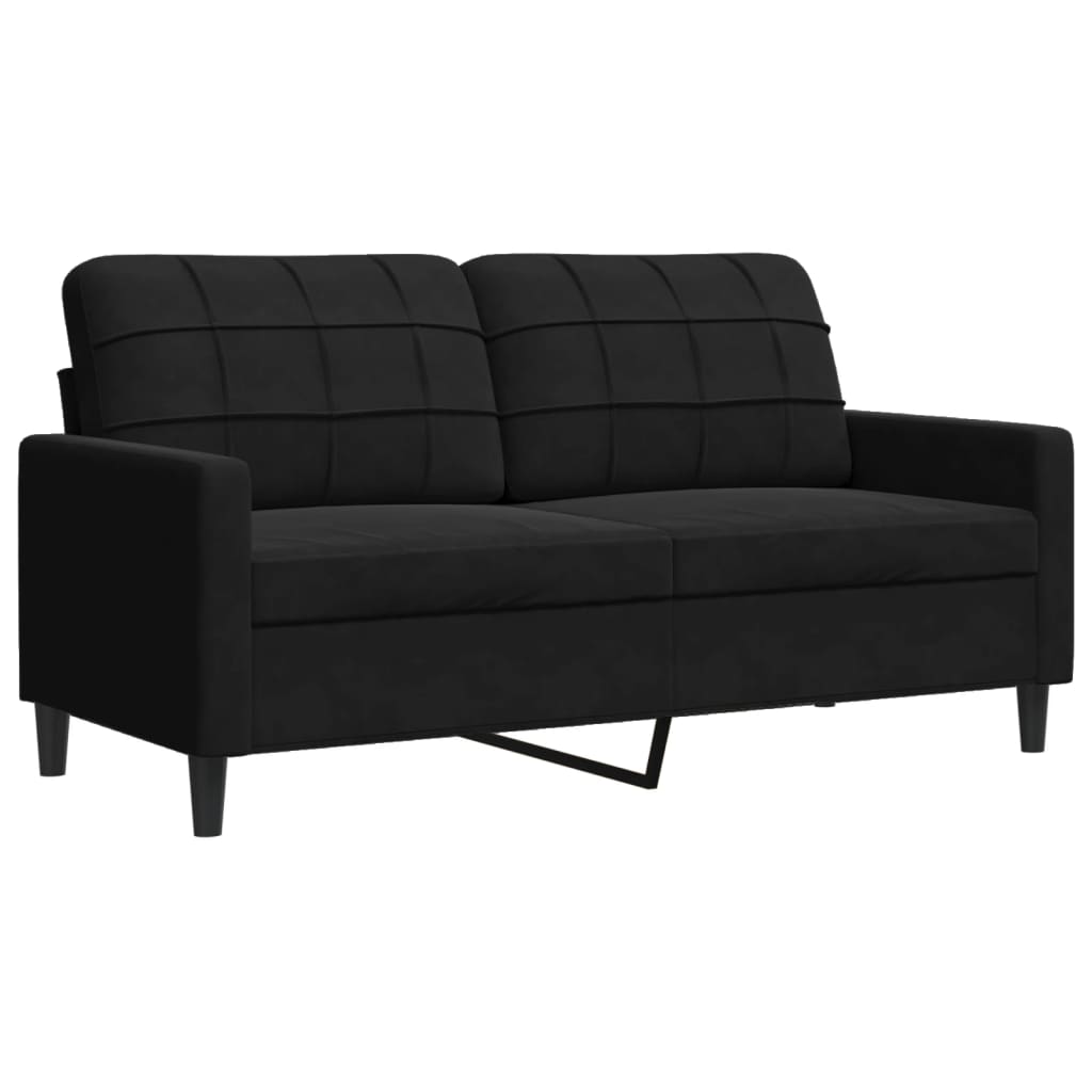 sofasæt 3 dele med hynder og bolsterpuder velour sort