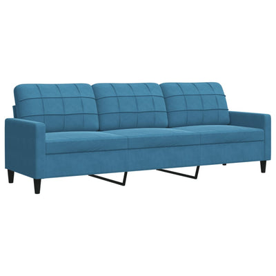 sofasæt 4 dele med hynder og bolsterpuder velour blå