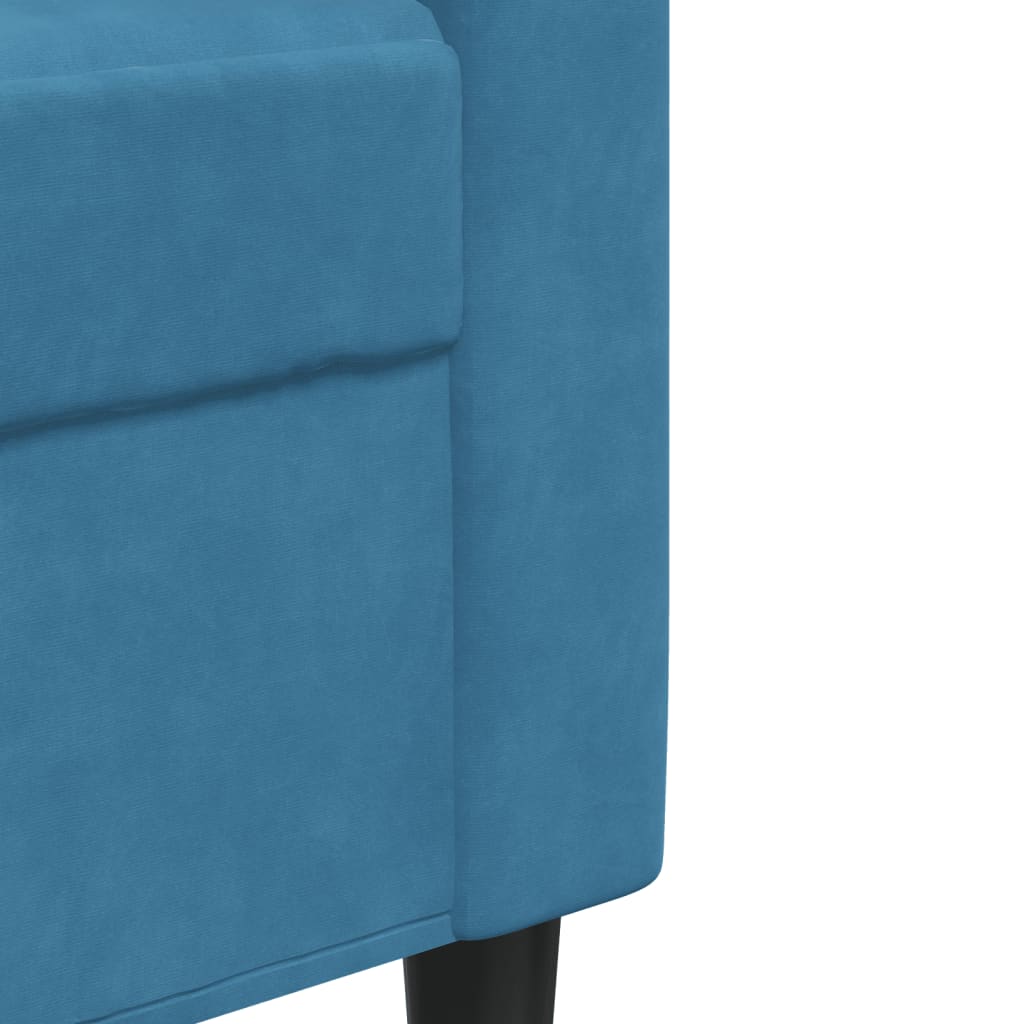 sofasæt 4 dele med hynder og bolsterpuder velour blå