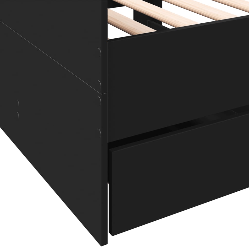daybed med skuffer uden madras 90x200 cm sort