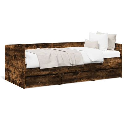 daybed med skuffer uden madras 90x200 cm røget eg