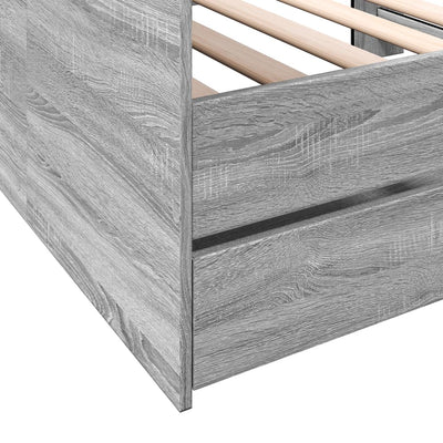 daybed med skuffer uden madras 100x200 cm grå sonoma-eg