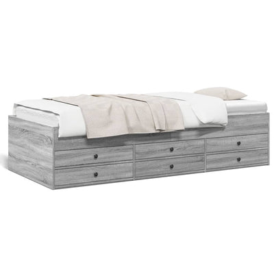 daybed med skuffer uden madras 100x200 cm grå sonoma-eg