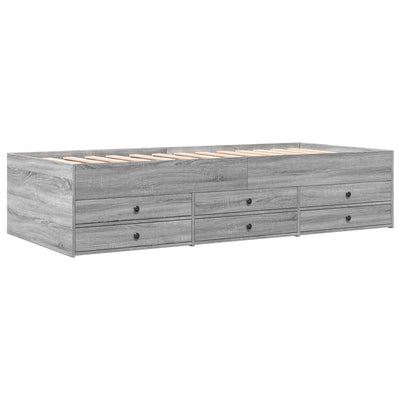 daybed med skuffer uden madras 90x190 cm grå sonoma-eg