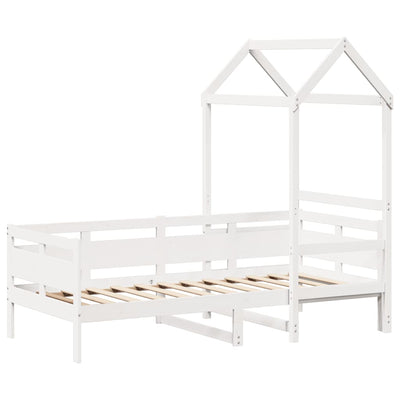 daybed med tag 90x190 cm massivt fyrretræ hvid