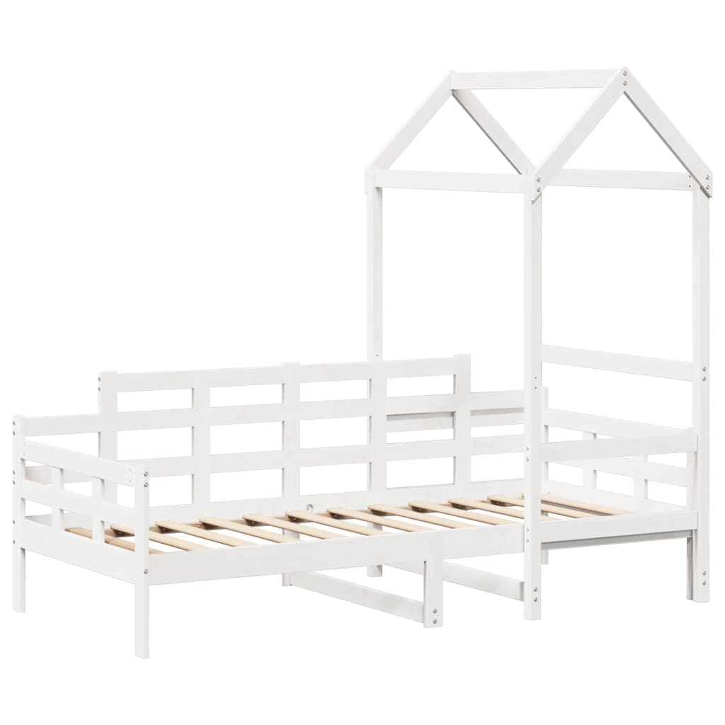 daybed med tag 90x200 cm massivt fyrretræ hvid