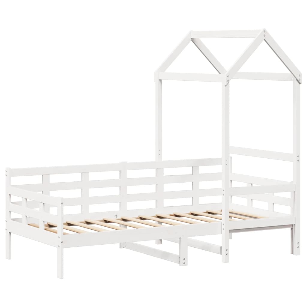 daybed med tag 90x200 cm massivt fyrretræ hvid