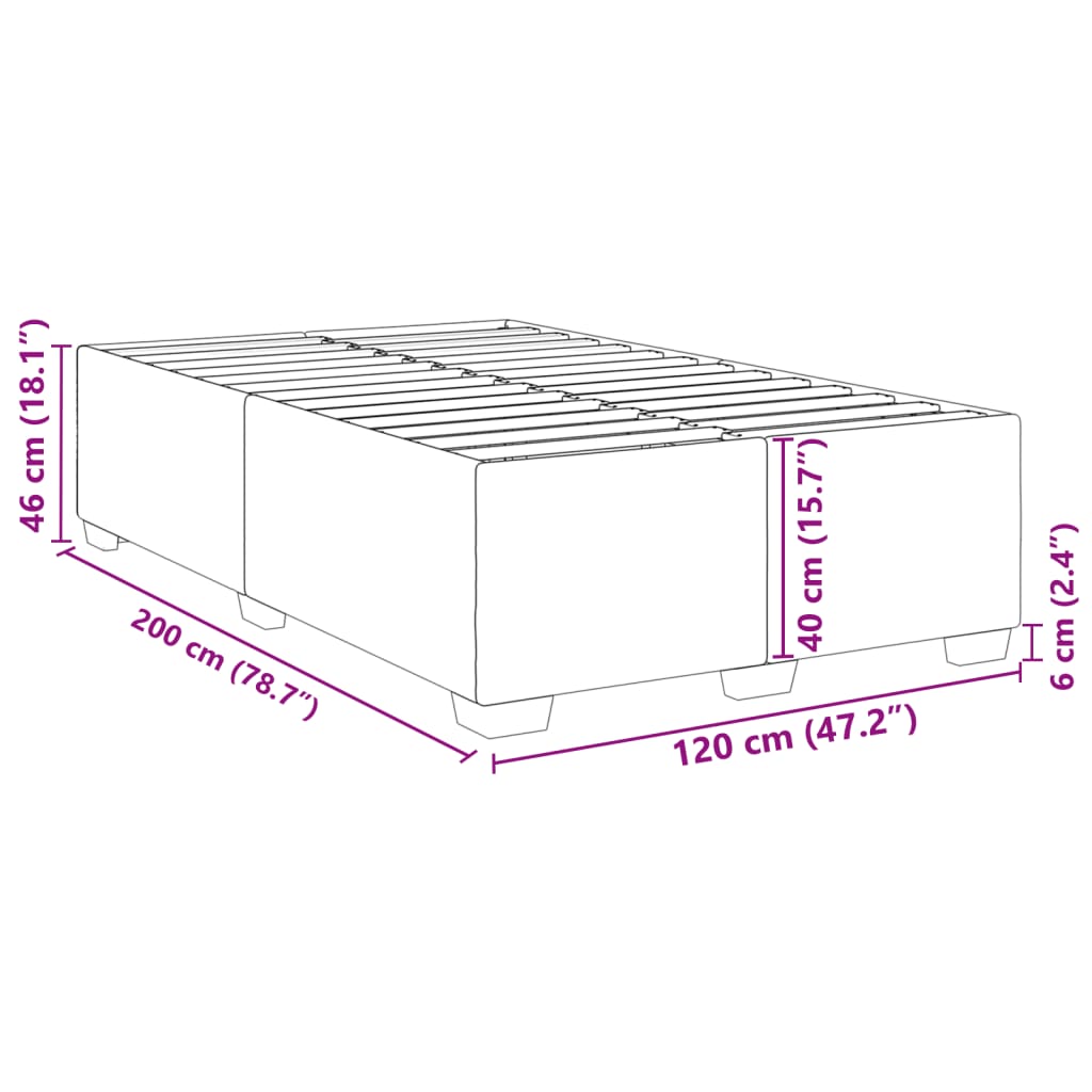 Sengeramme uden madras Sort 120x200 cm Stof