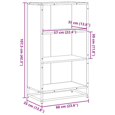 bogskab 60x35x107,5 cm konstrueret træ brun egetræ