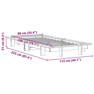 sengeramme uden madras 90x200 cm massivt fyrretræ