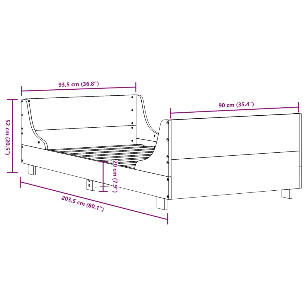 sengeramme uden madras 90x200 cm massivt fyrretræ gyldenbrun