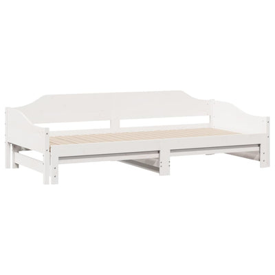 daybed med udtræk 90x200 cm massivt fyrretræ hvid