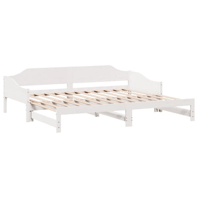 daybed med udtræk 90x200 cm massivt fyrretræ hvid
