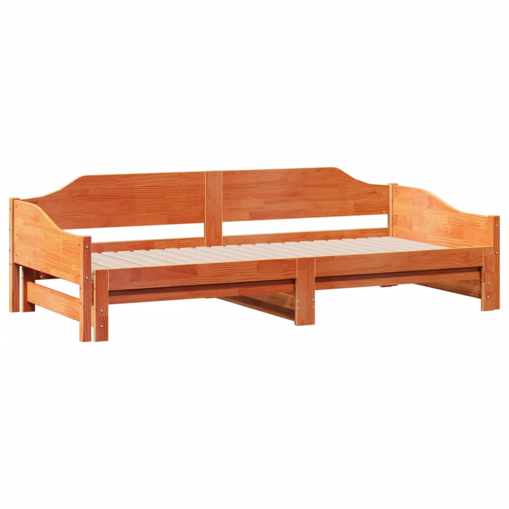 daybed med udtræk 90x200 cm massivt fyrretræ gyldenbrun