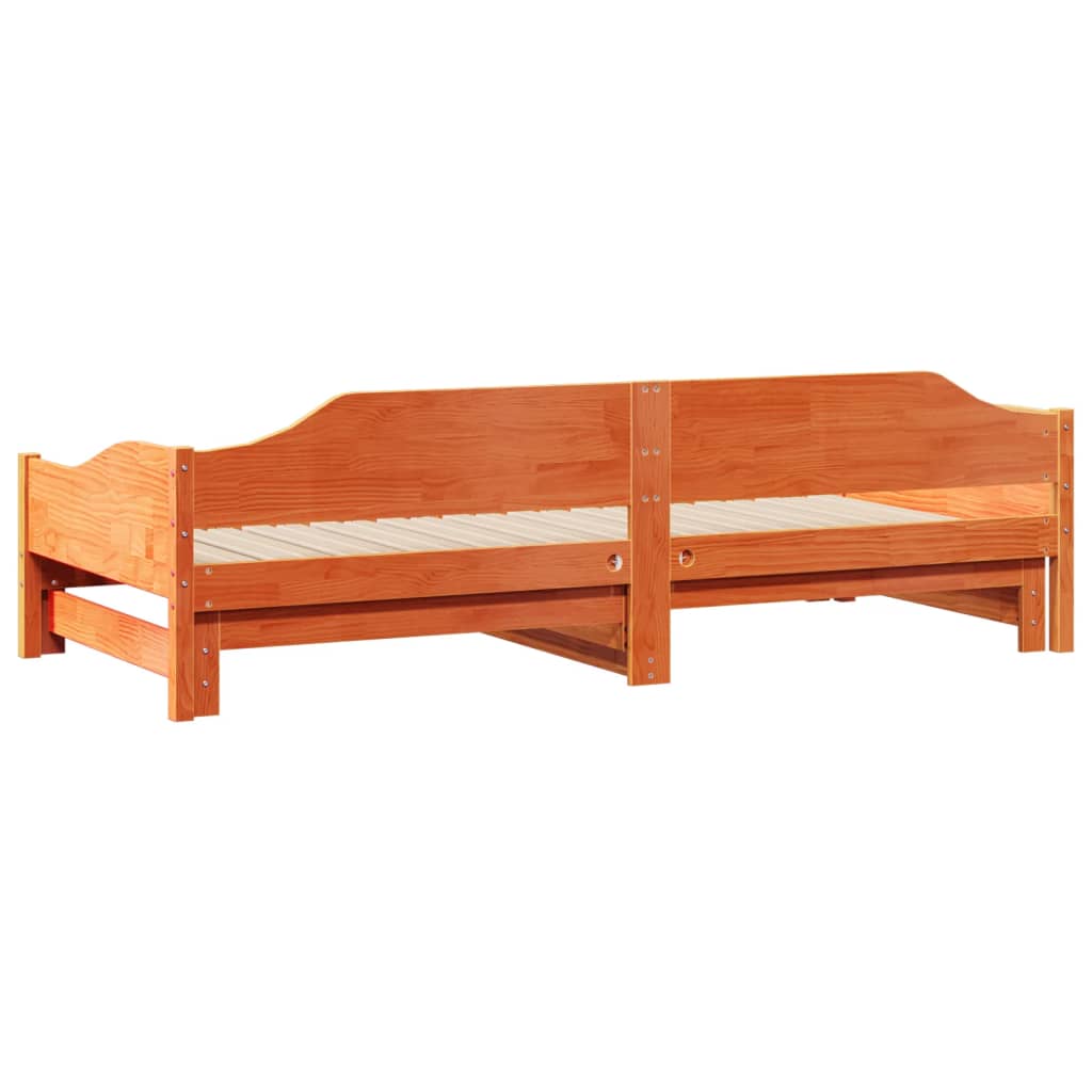 daybed med udtræk 90x200 cm massivt fyrretræ gyldenbrun