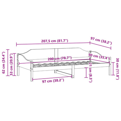 sengeramme uden madras 90x200 cm massivt fyrretræ