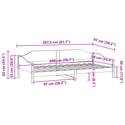 sengeramme uden madras 90x200 cm massivt fyrretræ gyldenbrun