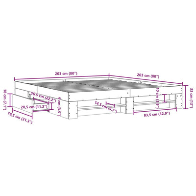 sengestel 200x200 cm konstrueret træ hvid