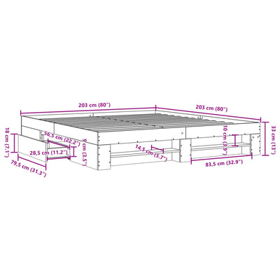 sengestel 200x200 cm konstrueret træ betongrå