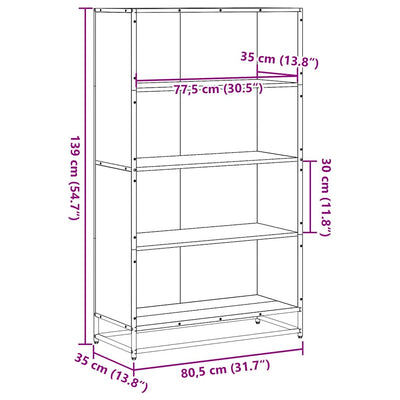 bogreol 80,5x35x139 cm konstrueret træ sonoma-eg