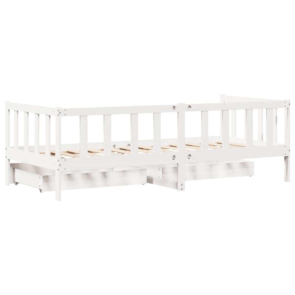 daybed med skuffer 90x200 cm massivt fyrretræ hvid