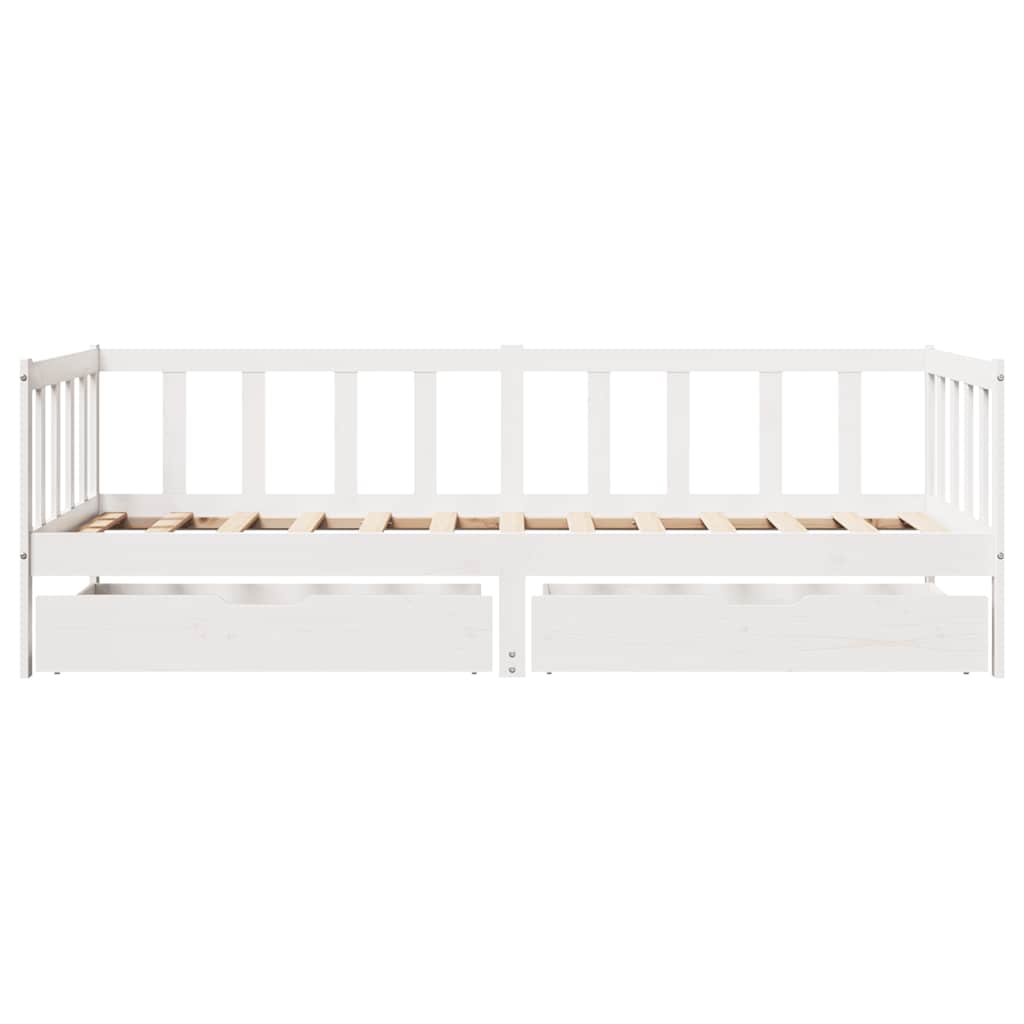 daybed med skuffer 90x190 cm massivt fyrretræ hvid