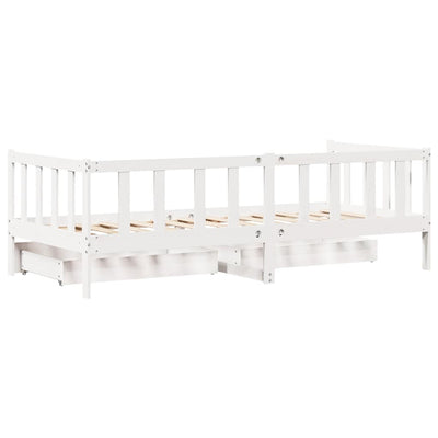 daybed med skuffer 90x190 cm massivt fyrretræ hvid